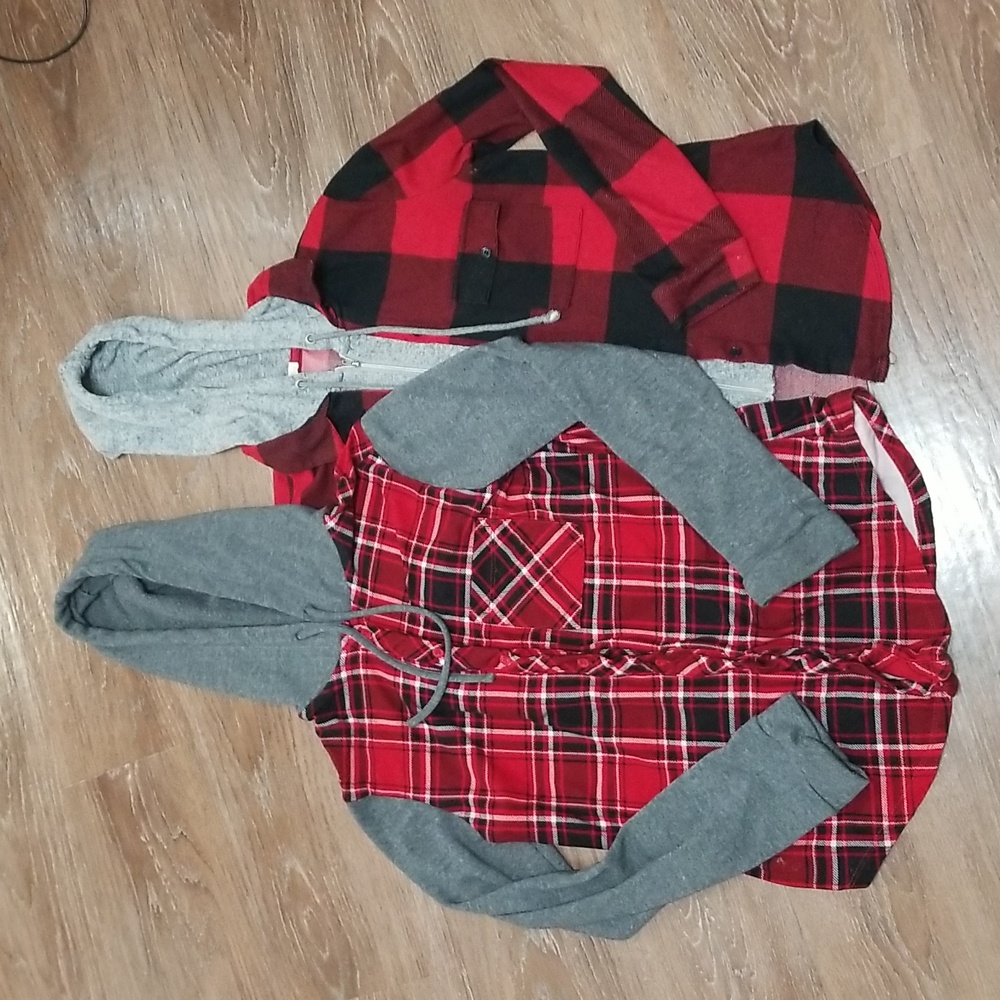 (M) Ardene 4 Piece Outfit Bundle! Grunge Lumberjack Plaid Casual Streetwear